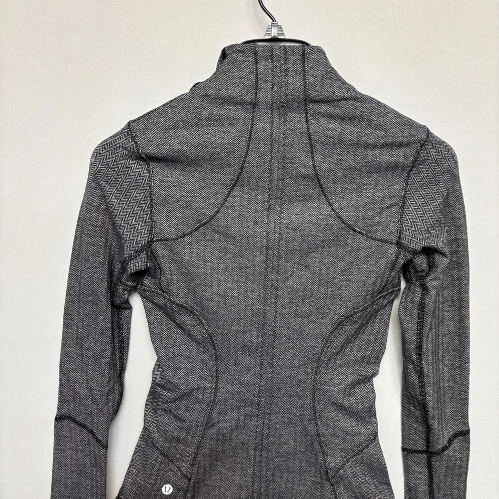 Lululemon Women Define Jacket Size 2 Herringbone Gray Full Zip C131 -8